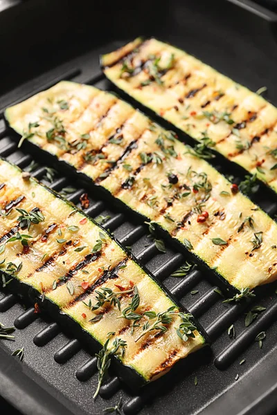 Pan Tasty Grilled Zucchini Closeup — Stock Photo, Image