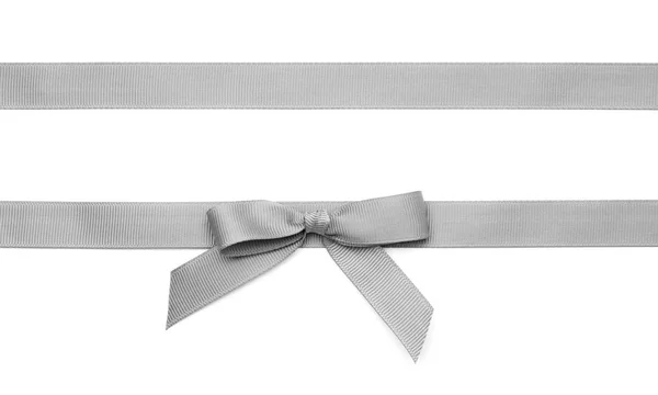 Silberbänder Mit Schleife Auf Weißem Hintergrund — Stockfoto