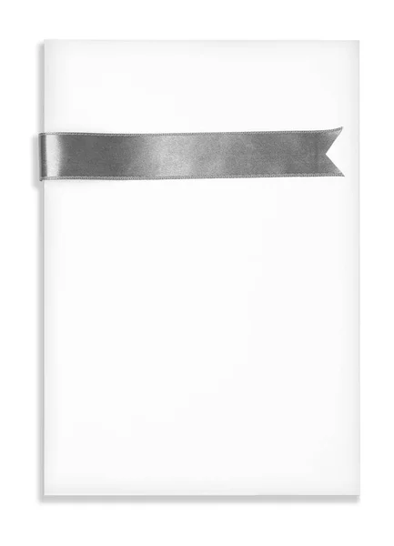 Stříbrná Stuha Záložka Izolované Bílém — Stock fotografie