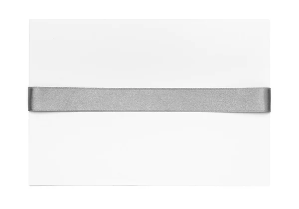 Silver Ribbon Sheet Paper Isolated White — Stock Photo, Image