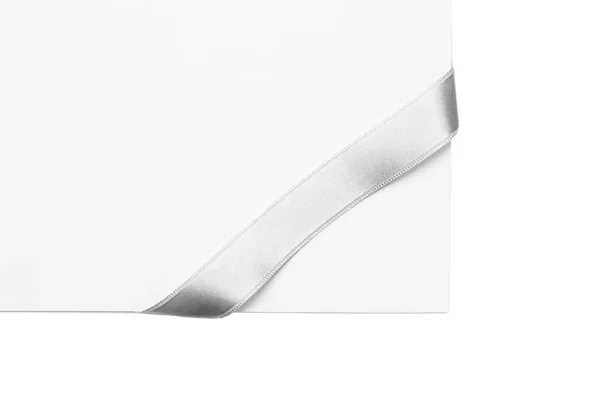 Silver Ribbon Sheet Paper Isolated White — Stock Photo, Image