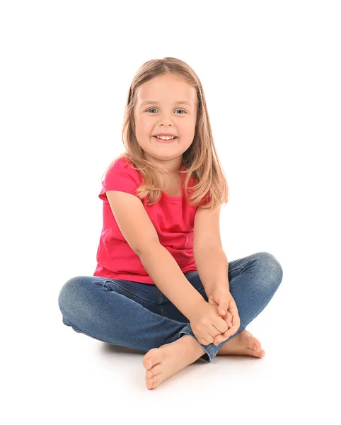 Menina Bonito Fundo Branco — Fotografia de Stock