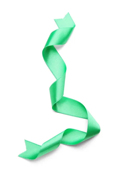 Green Ribbon White Background — Stock Photo, Image