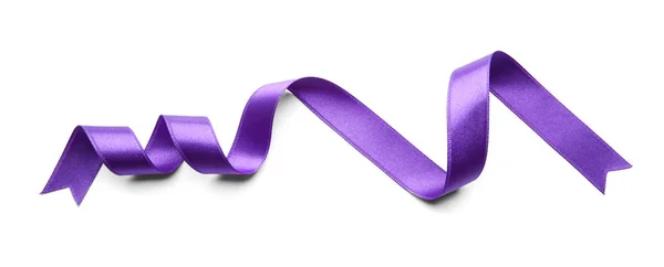 Purple Ribbon White Background — Stock Photo, Image