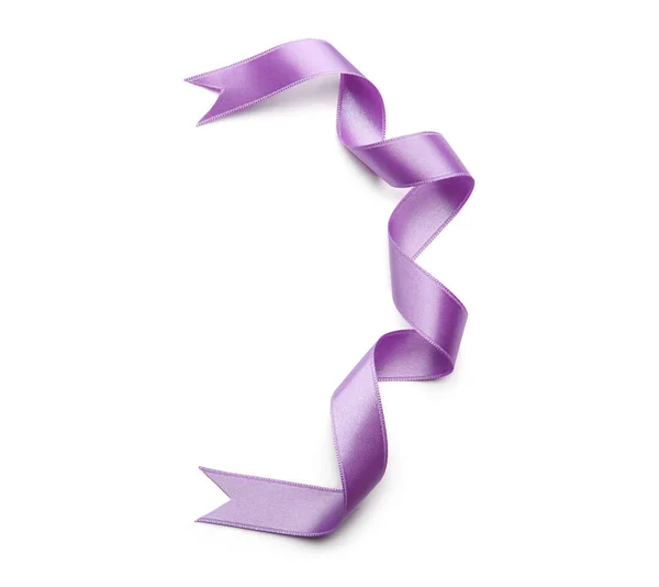 Lilac Ribbon White Background — Stock Photo, Image