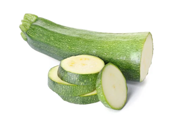 Nyklippt Zucchini Isolerad Vit — Stockfoto