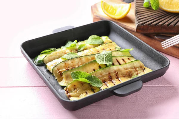 Pan Tasty Grilled Zucchini Color Table — Stock Photo, Image