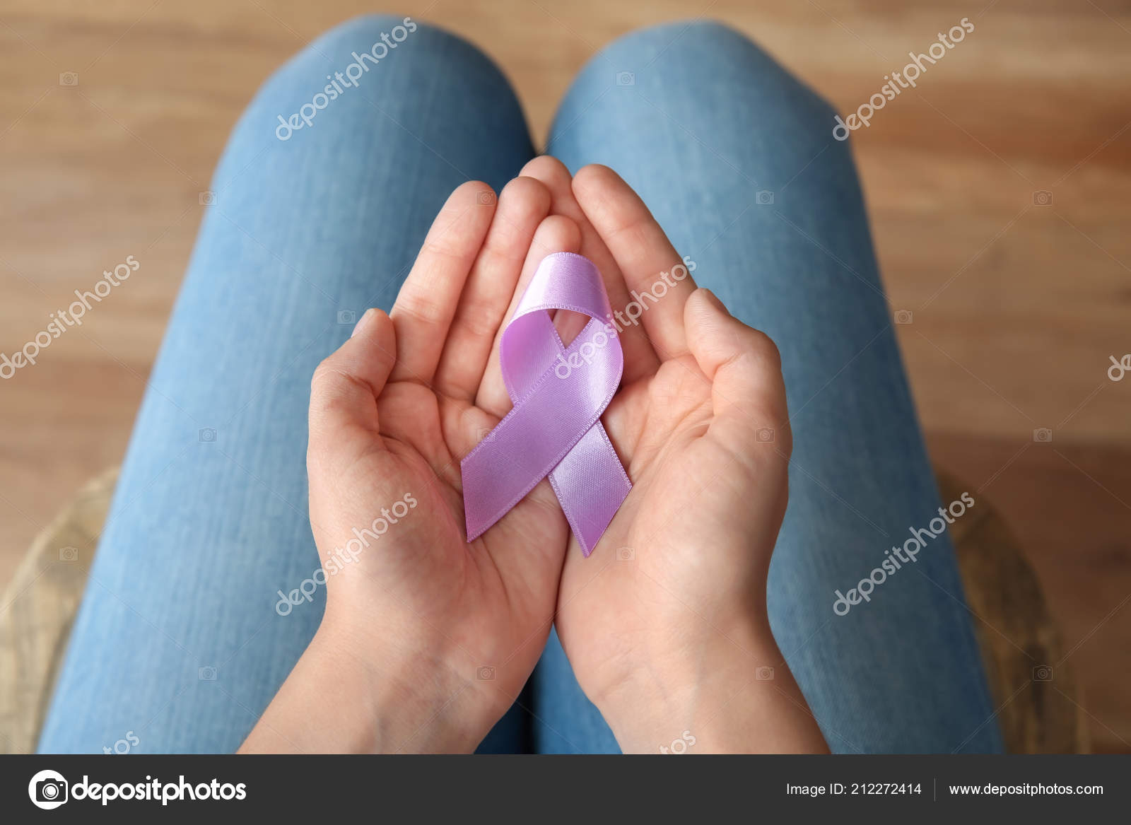 Woman Holding Lilac Ribbon Closeup Cancer Concept Stock Photo by ©serezniy  212272414