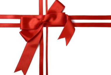 fiyonklu beyaz zemin üzerine kırmızı kurdela