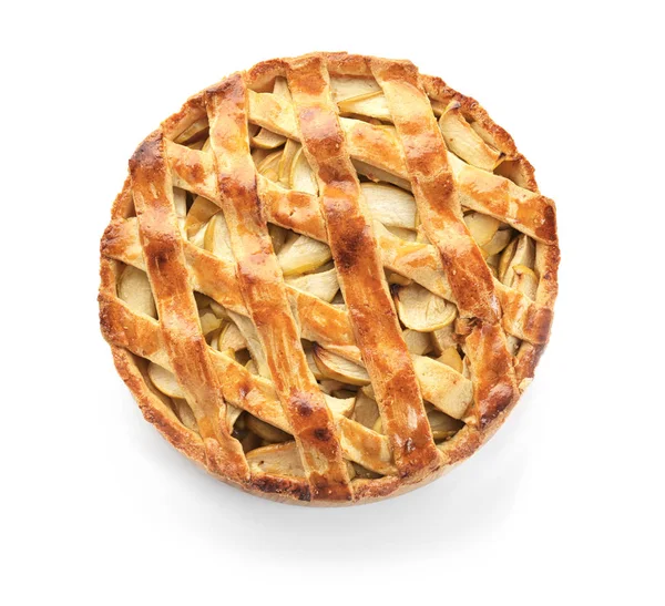 Смачний Яблучний Пиріг Білому Тлі — стокове фото