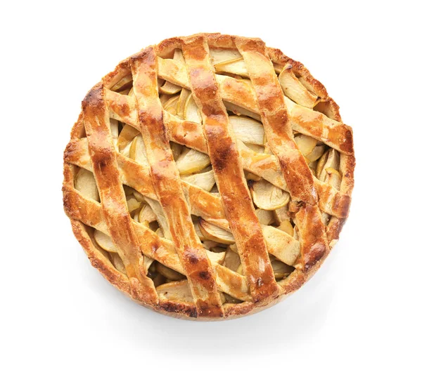 Heerlijke Appeltaart Witte Achtergrond — Stockfoto