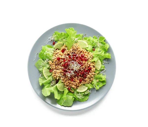 Prato Com Salada Fresca Saudável Fundo Branco — Fotografia de Stock