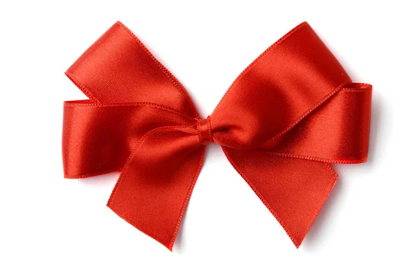 Beautiful Bow Made Red Ribbon White Background — Stock Photo, Image