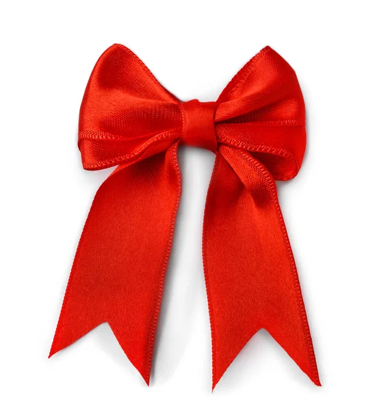 Beautiful Bow Made Red Ribbon White Background — Stock Photo, Image