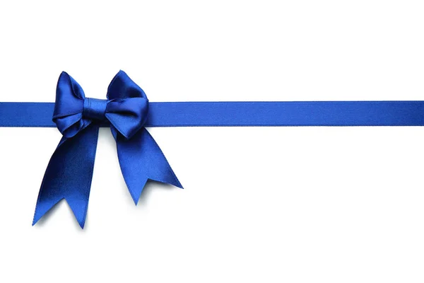 Blue Ribbon Bow White Background — Stock Photo, Image