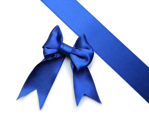Blue Ribbon Bow White Background — Stock Photo, Image