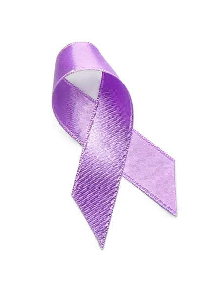 Lilac ribbon on white background. Cancer awareness concept Stock Photo