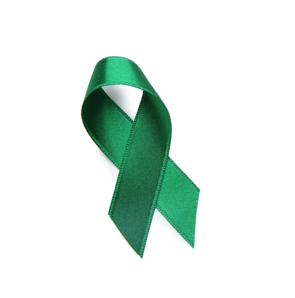 Fita Verde Sobre Fundo Branco Conceito Cancro — Fotografia de Stock