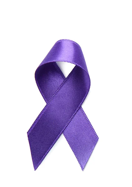 Purple Ribbon White Background Cancer Concept — Stock Photo, Image