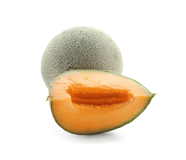Rijpe Meloenen Witte Achtergrond — Stockfoto