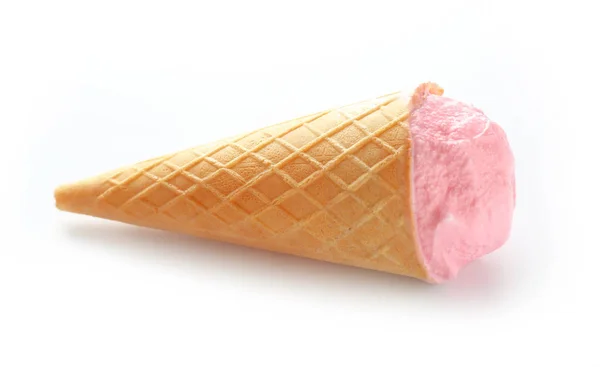 Φλυαρώ Κώνου Νόστιμα Παγωτό Μπισκότο Λευκό Φόντο — Φωτογραφία Αρχείου