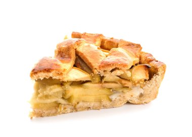 Dilim beyaz zemin üzerine lezzetli elma pasta