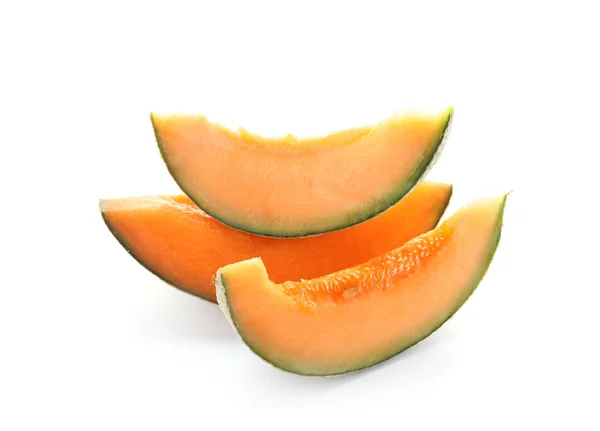 Slices Ripe Melon White Background — Stock Photo, Image