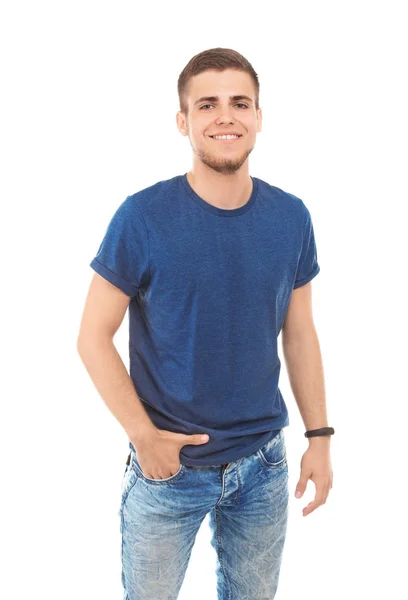 Guapo Joven Sobre Fondo Blanco — Foto de Stock