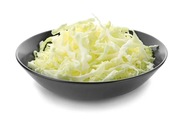 Plate Cut Cabbage White Background — Stock Photo, Image