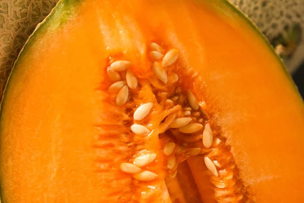 Cut Ripe Melon Closeup — Stock Photo, Image