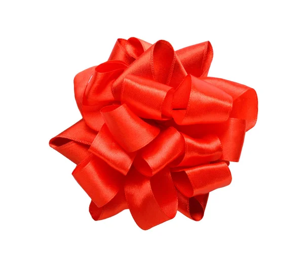 Beautiful Bow Red Ribbons White Background — Stock Photo, Image