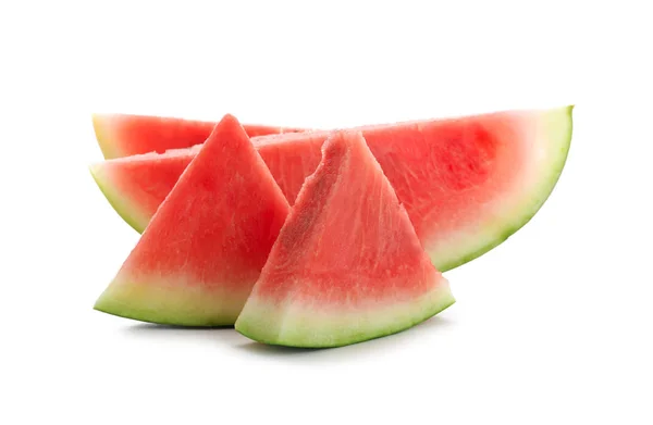 Slices Fresh Watermelon White Background — Stock Photo, Image