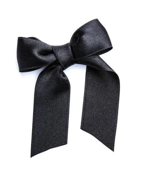 Beautiful Bow Made Black Ribbon White Background — Stock Photo, Image