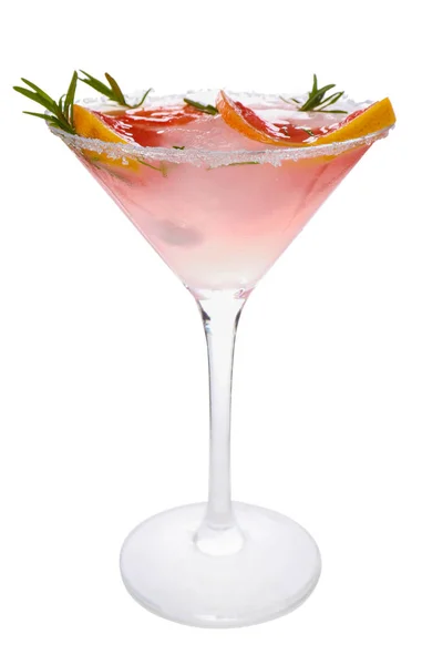 Frischer Grapefruit Cocktail Mit Rosmarin Glas Auf Weißem Hintergrund — Stockfoto