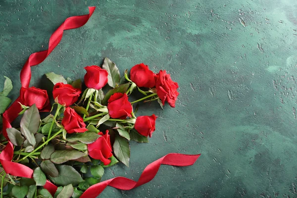 Beautiful Bouquet Red Roses Color Background — Stock Photo, Image