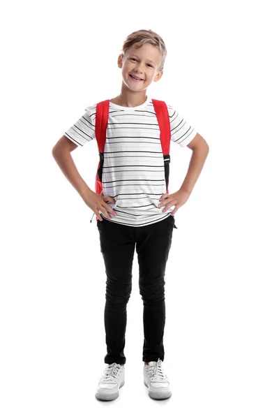 Cute Little Schoolboy White Background — Stock Photo, Image