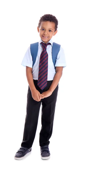 Schattig Afro Amerikaanse Scholier Witte Achtergrond — Stockfoto