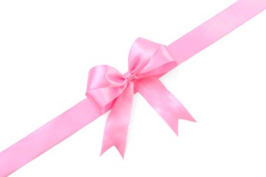 Beyaz arkaplanlı pembe kurdele