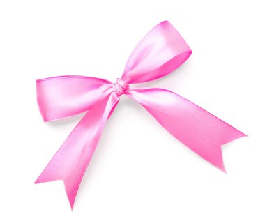 Pembe kurdele beyaz zemin üzerine yapılan güzel yay