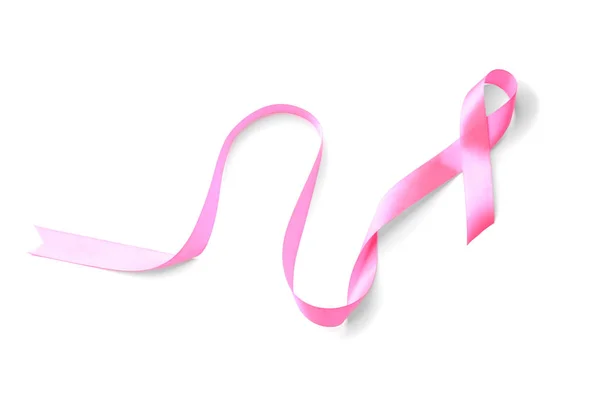 Ροζ Κορδέλα Λευκό Φόντο Έννοια Του Καρκίνου Του Μαστού — Φωτογραφία Αρχείου