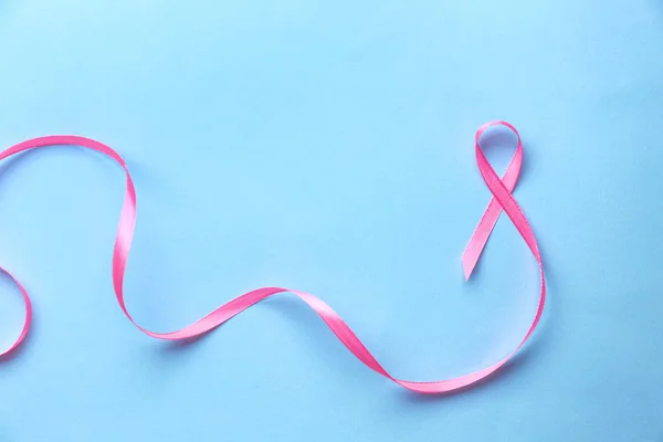 Cinta Rosa Sobre Fondo Color Concepto Cáncer Mama — Foto de Stock