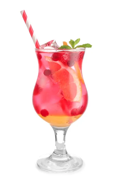 Glass Fresh Cocktail White Background — Stock Photo, Image