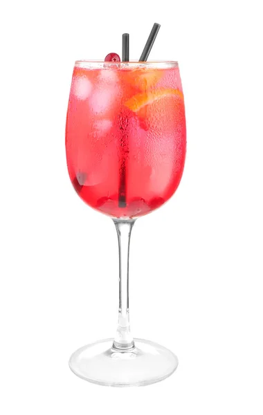 Glas Verse Cocktail Witte Achtergrond — Stockfoto
