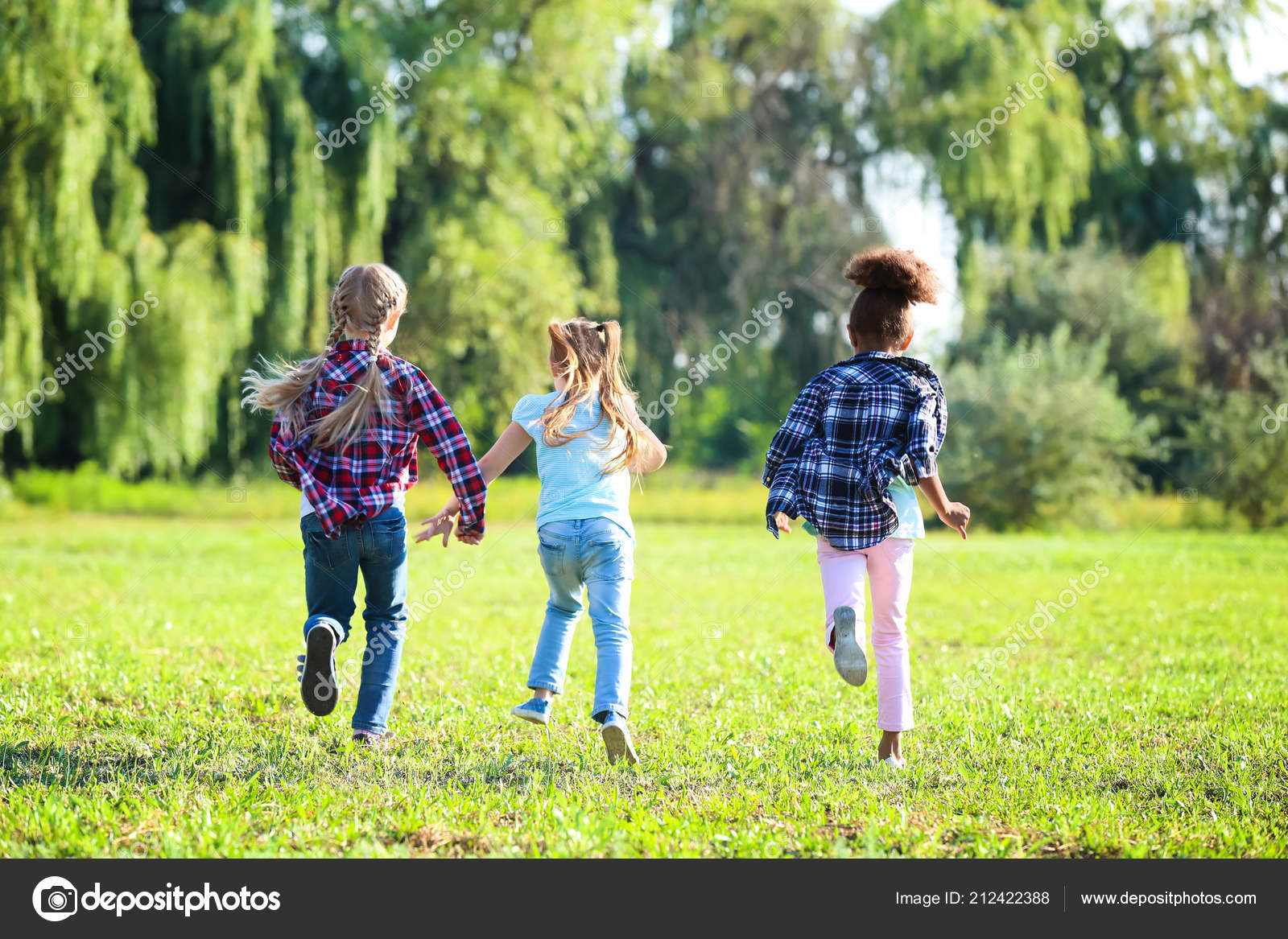 little girls running