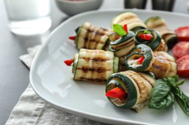 Masada, closeup lezzetli kabak ile plaka rulo