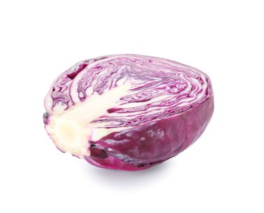 Beyaz zemin üzerine kırmızı lahana yarısı