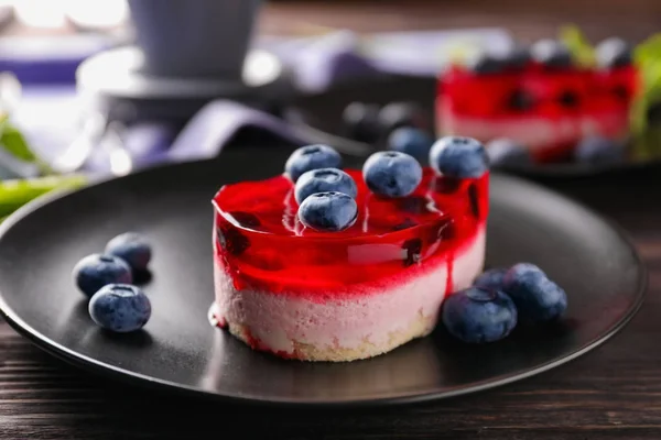 Delicious Blueberry Dessert Plate Closeup — Stock Photo, Image