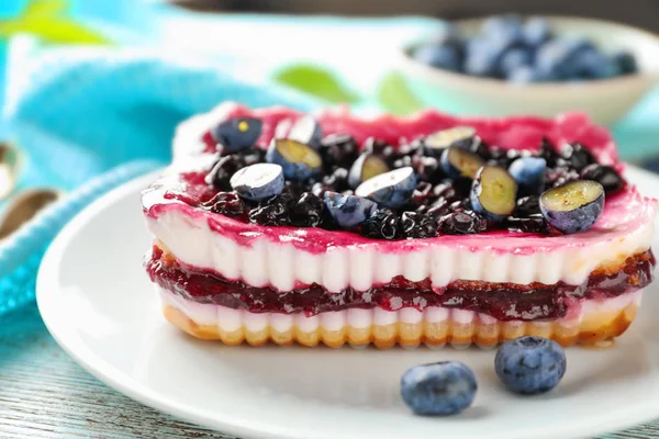 Delicious Blueberry Dessert Plate — Stock Photo, Image
