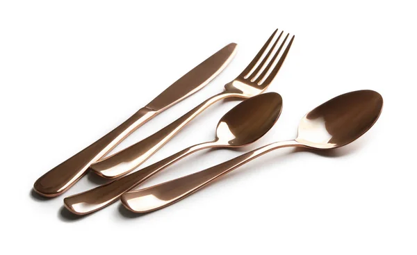 Spoons Fork Knife White Background — Stock Photo, Image