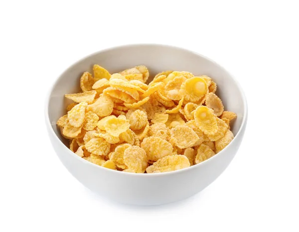 Bowl Healthy Cornflakes White Background — Stock Photo, Image